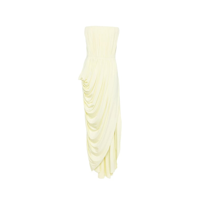 draped asymmetric dress, yellow by Selfnex