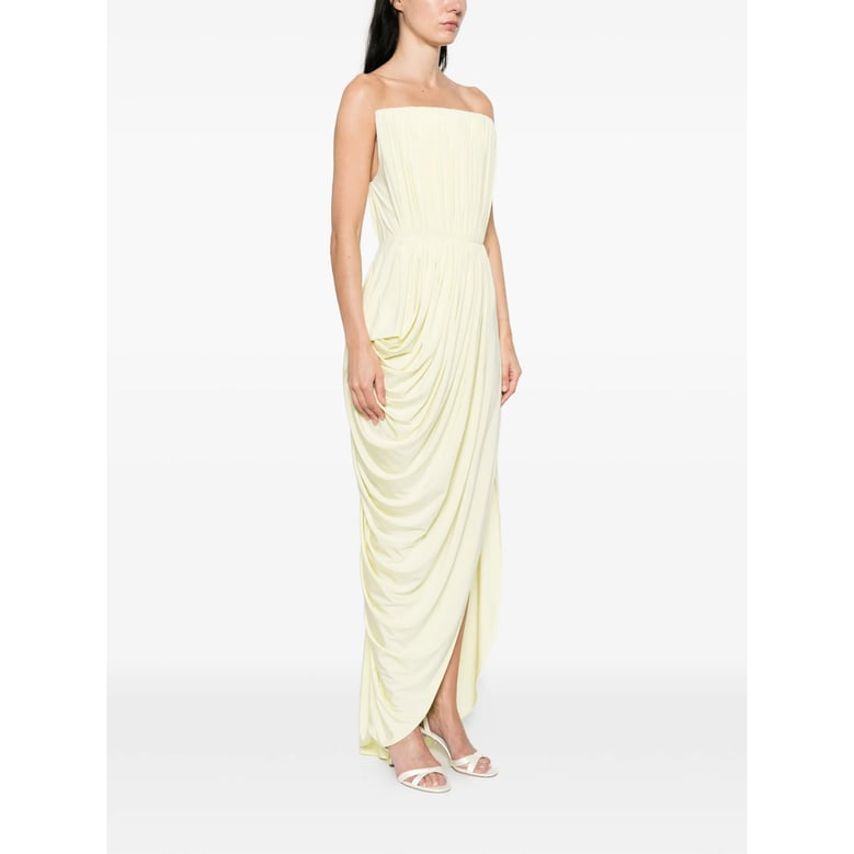 draped asymmetric dress, yellow by Selfnex