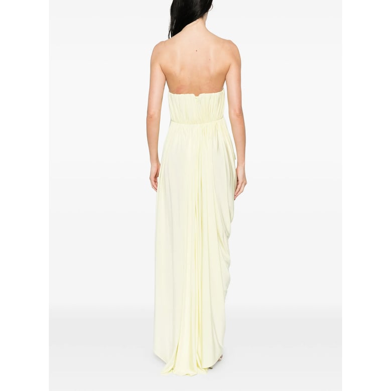 draped asymmetric dress, yellow by Selfnex