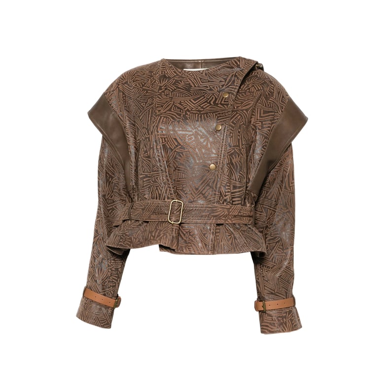 cropped leather jacket brown/neutrals by Selfnex