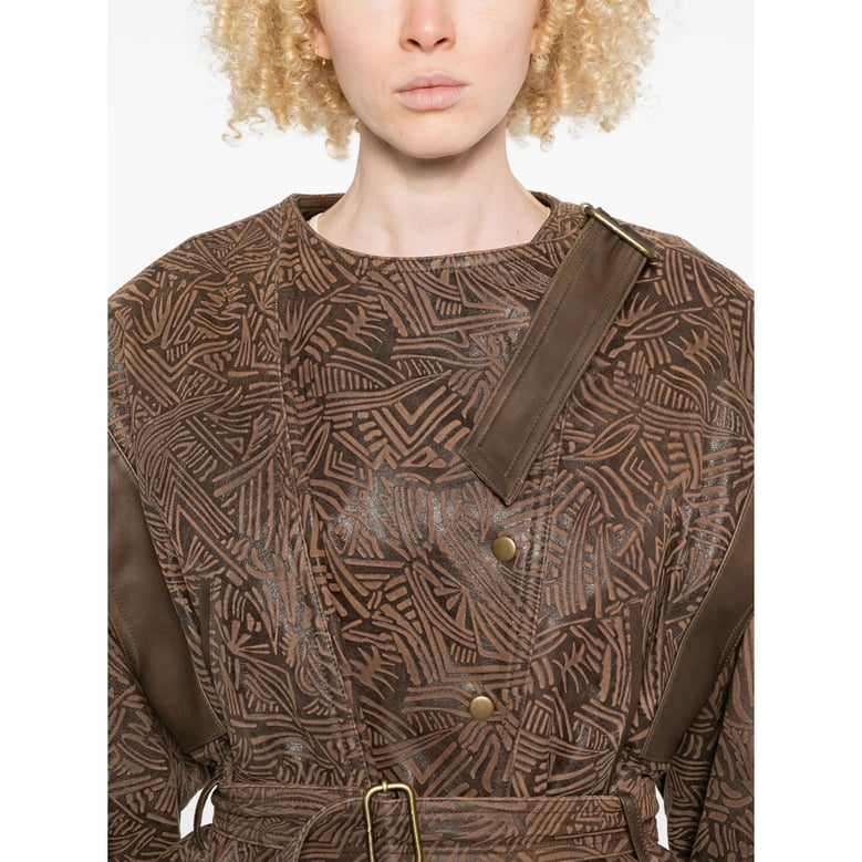 cropped leather jacket brown/neutrals by Selfnex
