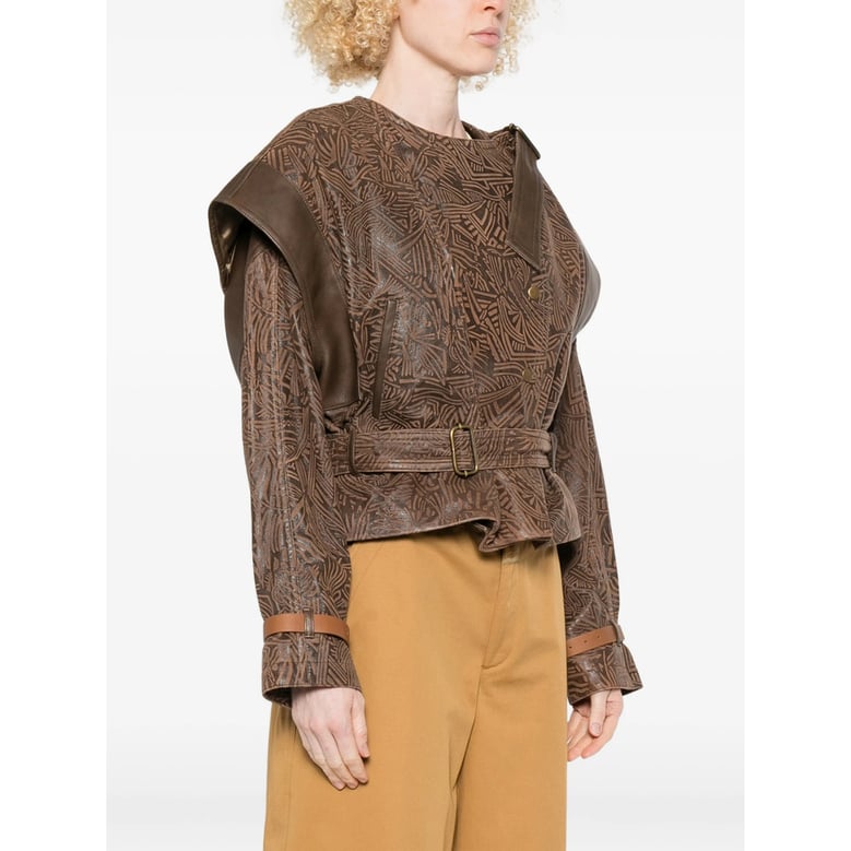 cropped leather jacket brown/neutrals by Selfnex