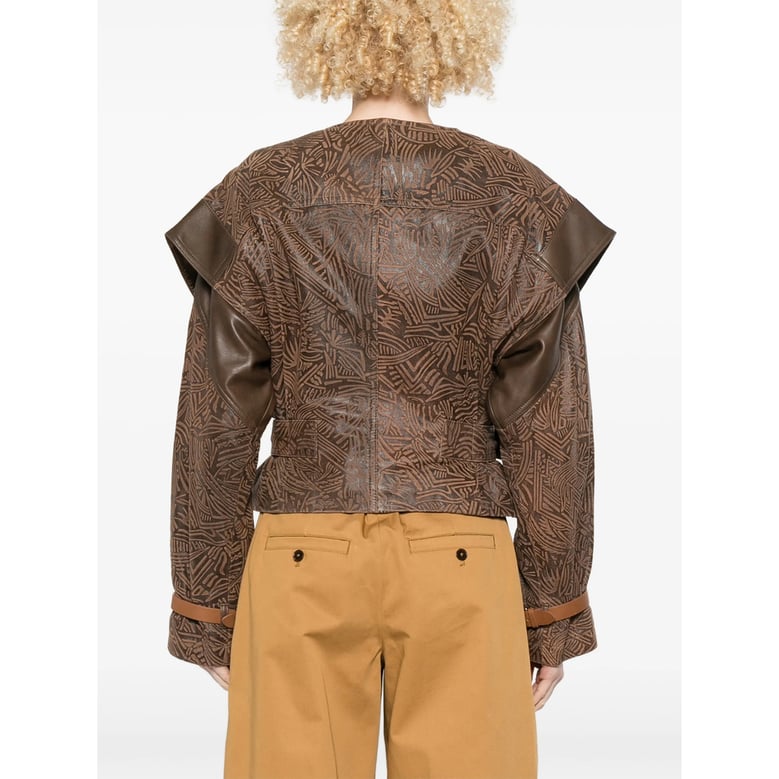 cropped leather jacket brown/neutrals by Selfnex