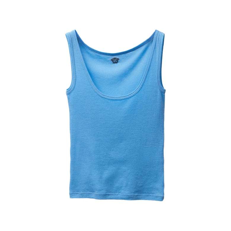 ribbed knit top blue by Selfnex