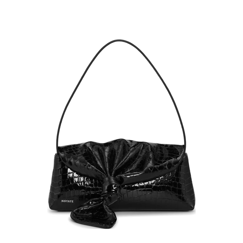 top-handle shoulder bag black croc-effect by Selfnex