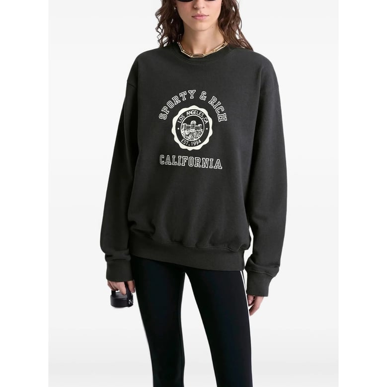 crew neck sweater black cotton by Selfnex