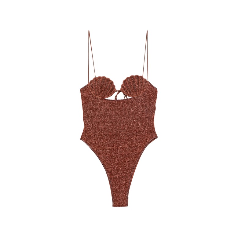 one-piece swimsuit lurex brown by Selfnex