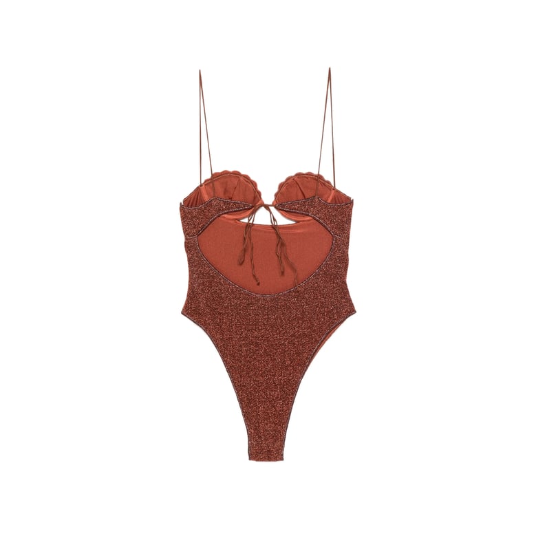 one-piece swimsuit lurex brown by Selfnex