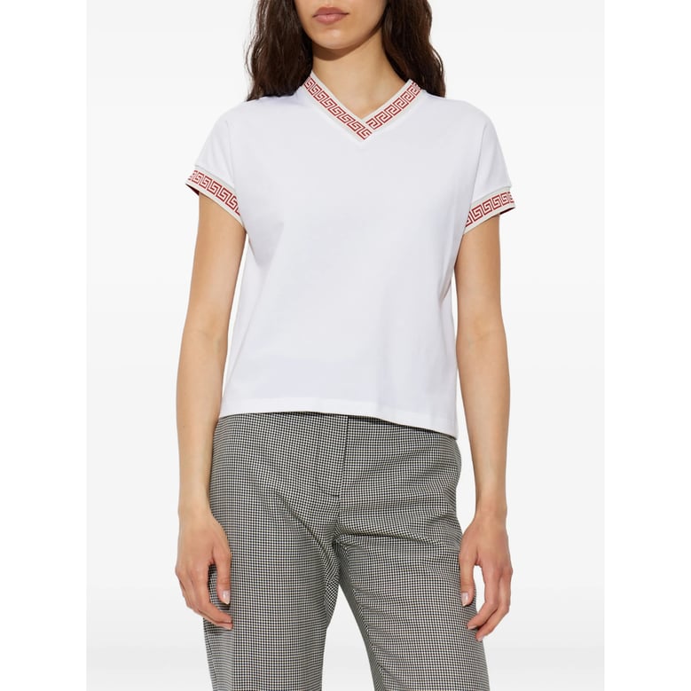 t-shirt v-neck white greca trim by Selfnex