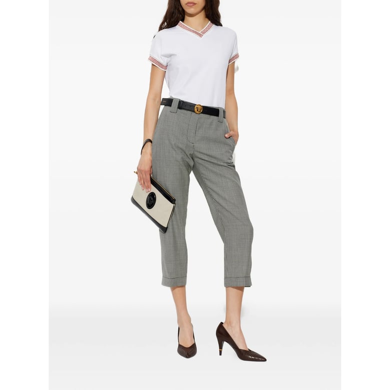 t-shirt v-neck white greca trim by Selfnex