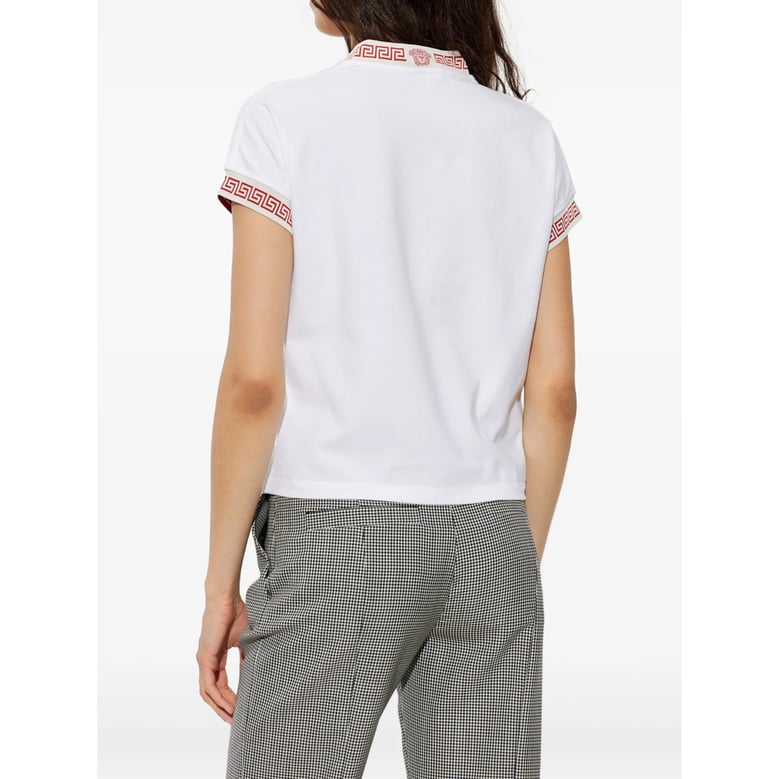t-shirt v-neck white greca trim by Selfnex