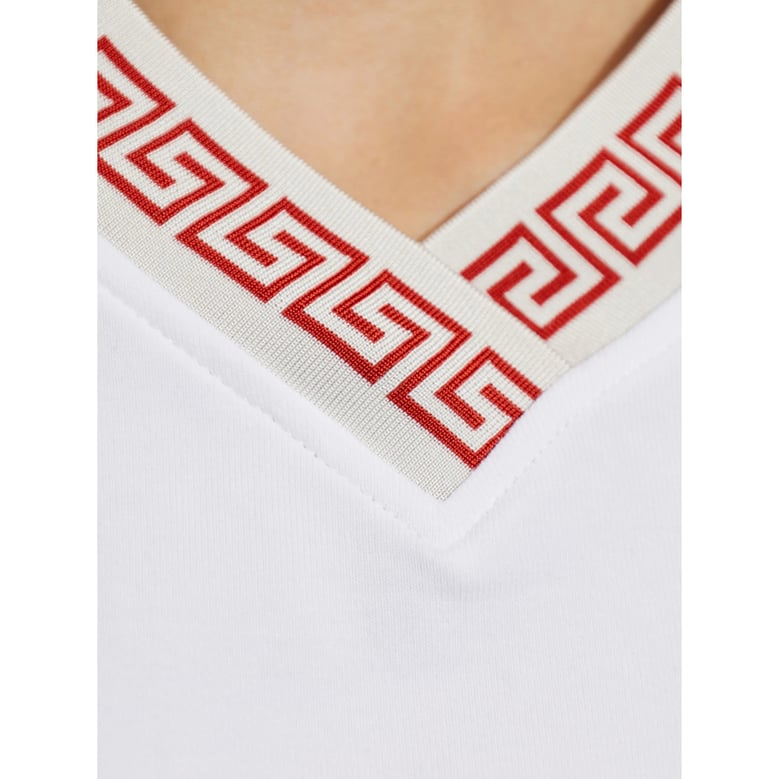 t-shirt v-neck white greca trim by Selfnex