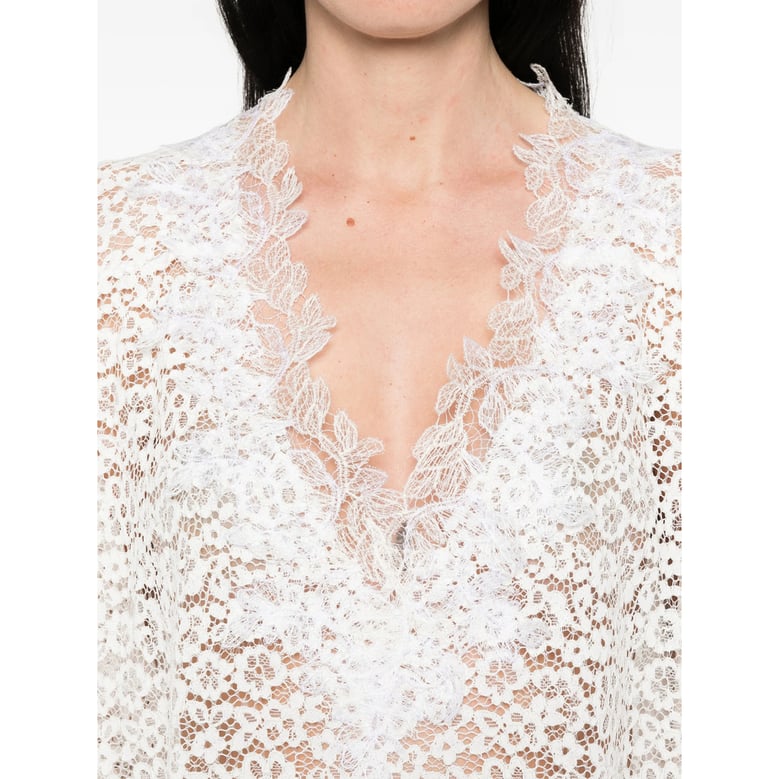 beachwear lace v-neck white by Selfnex
