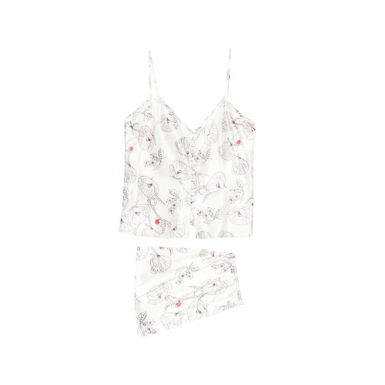 silk camisole etta rosal ivory/pink by Selfnex