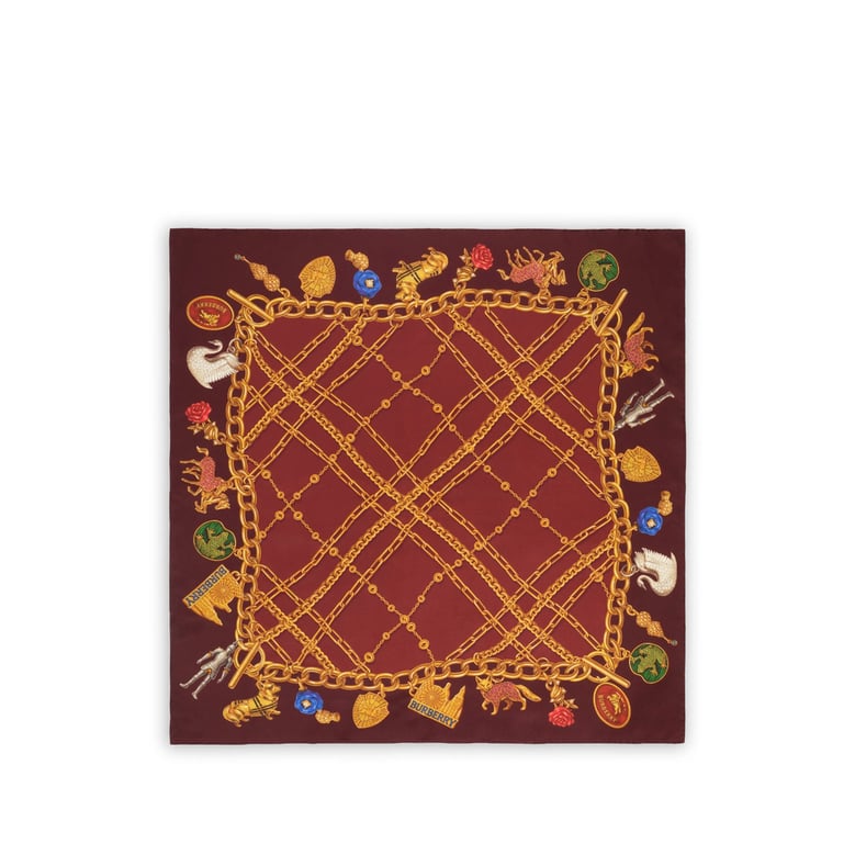 square silk twill scarf red by Selfnex