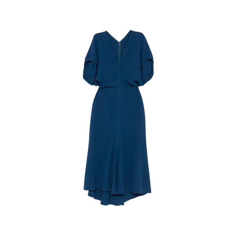 dress v-neck short-sleeve blue by Selfnex