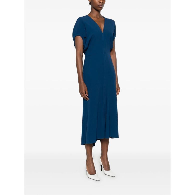 dress v-neck short-sleeve blue by Selfnex