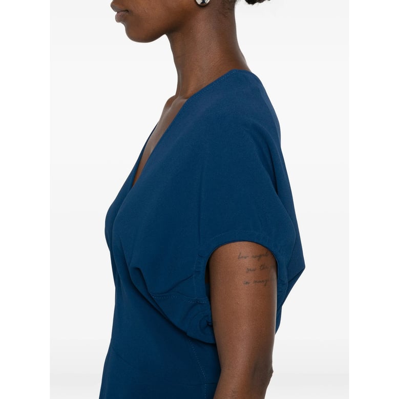 dress v-neck short-sleeve blue by Selfnex