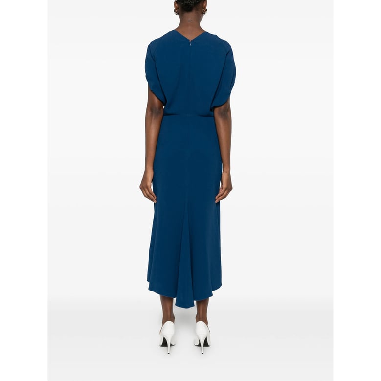 dress v-neck short-sleeve blue by Selfnex