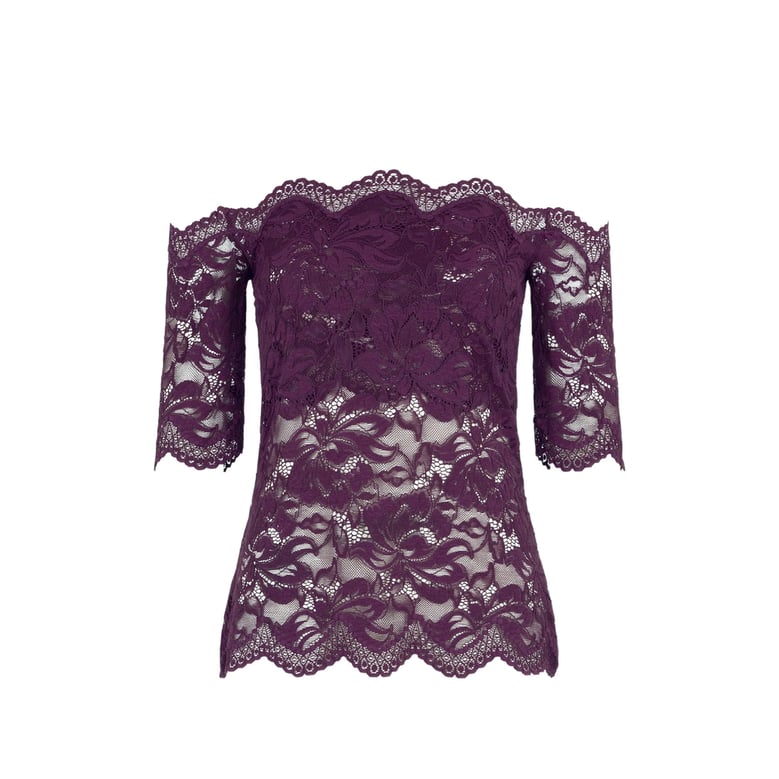 off-shoulder lace top purple by Selfnex