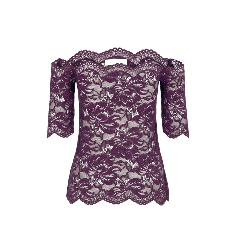 off-shoulder lace top purple by Selfnex