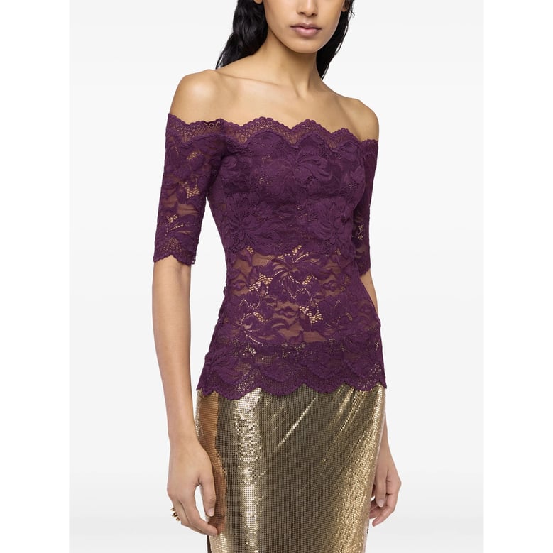 off-shoulder lace top purple by Selfnex