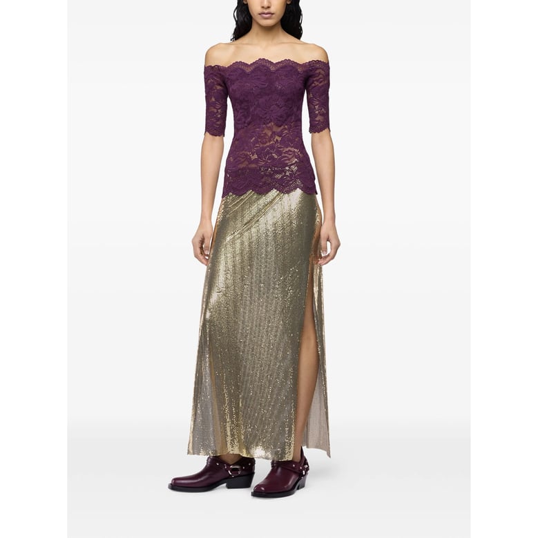 off-shoulder lace top purple by Selfnex