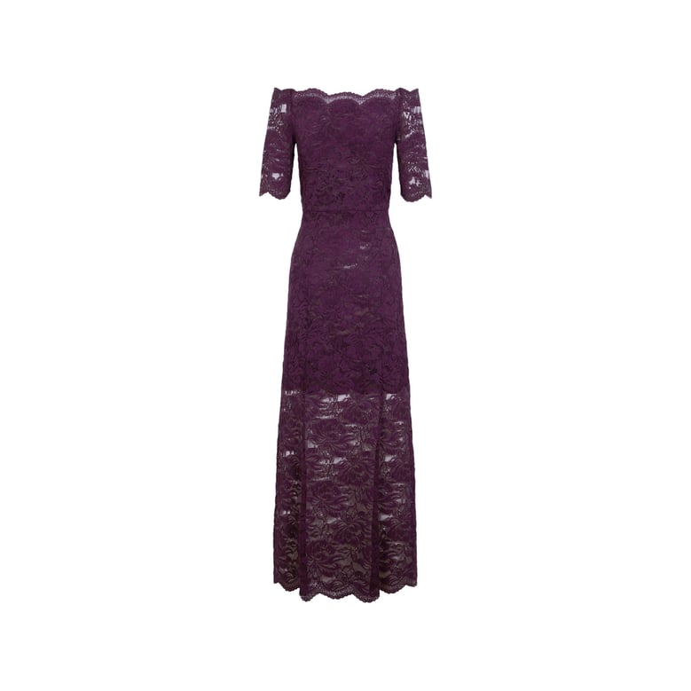 evening dress purple floral lace by Selfnex