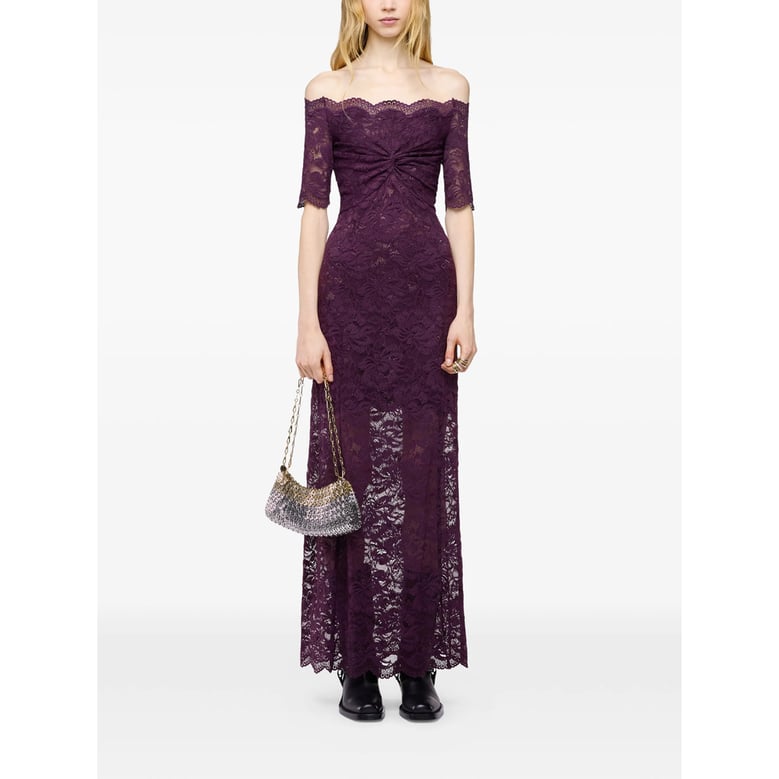 evening dress purple floral lace by Selfnex