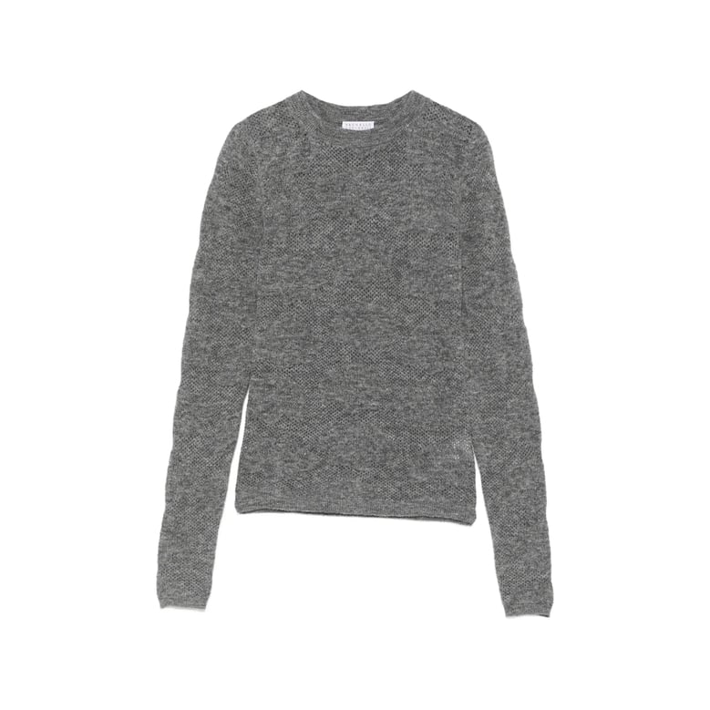crew neck sweater grey silk-alpaca blend by Selfnex