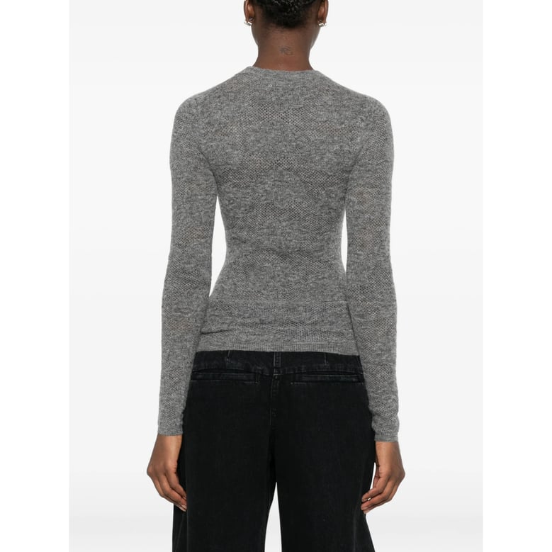 crew neck sweater grey silk-alpaca blend by Selfnex