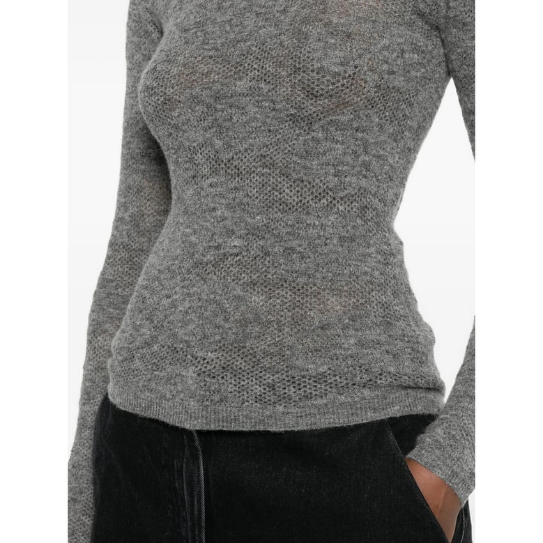 crew neck sweater grey silk-alpaca blend by Selfnex