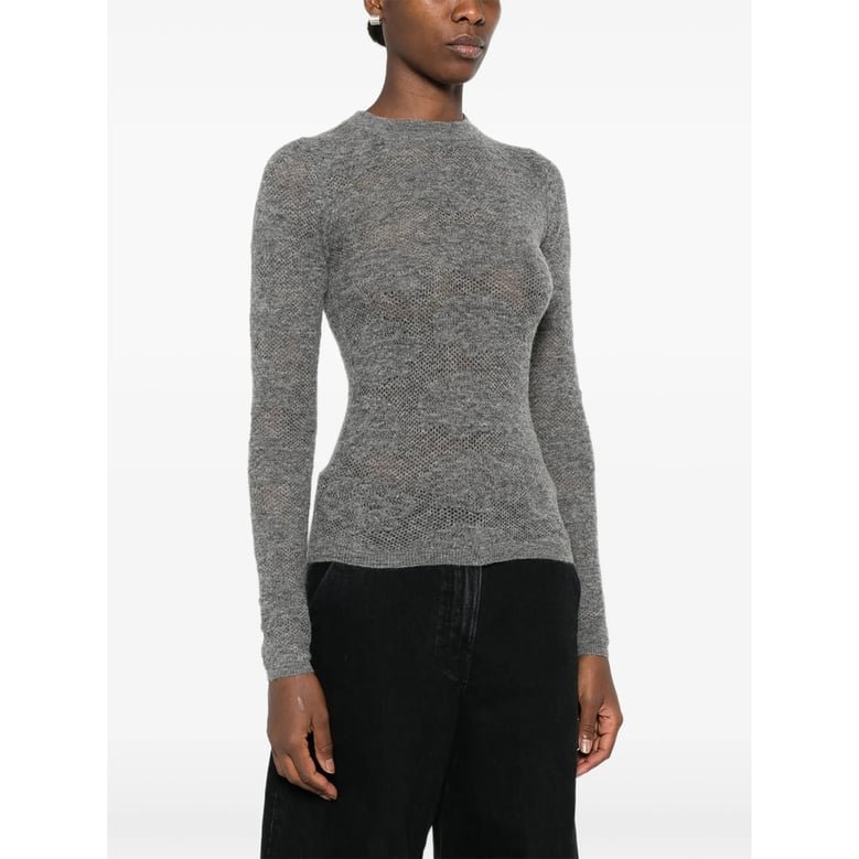 crew neck sweater grey silk-alpaca blend by Selfnex