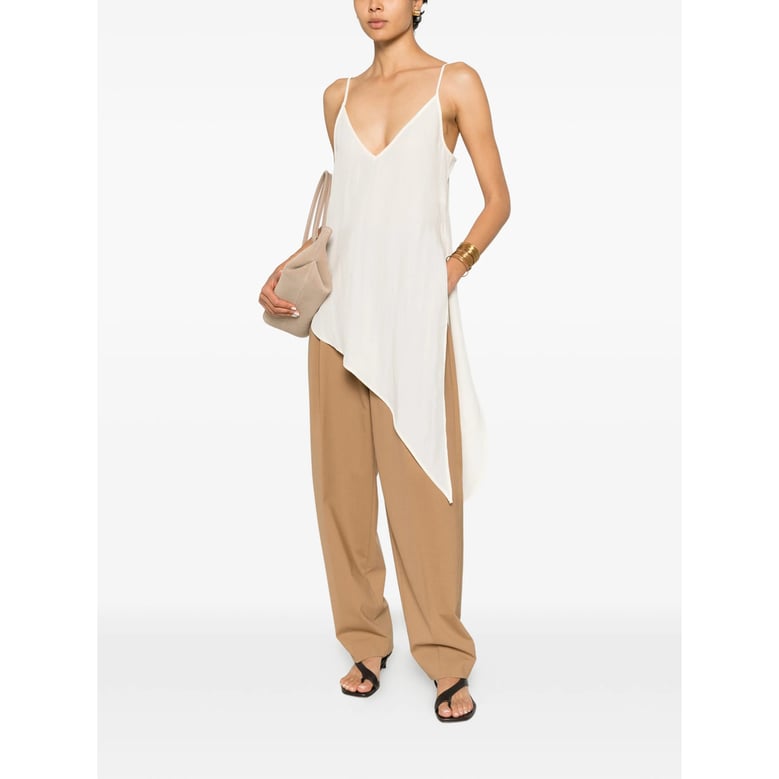 v-neck spaghetti-strap top cream by Selfnex