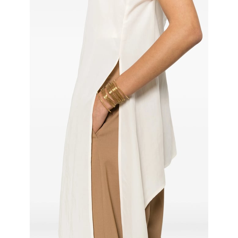 v-neck spaghetti-strap top cream by Selfnex