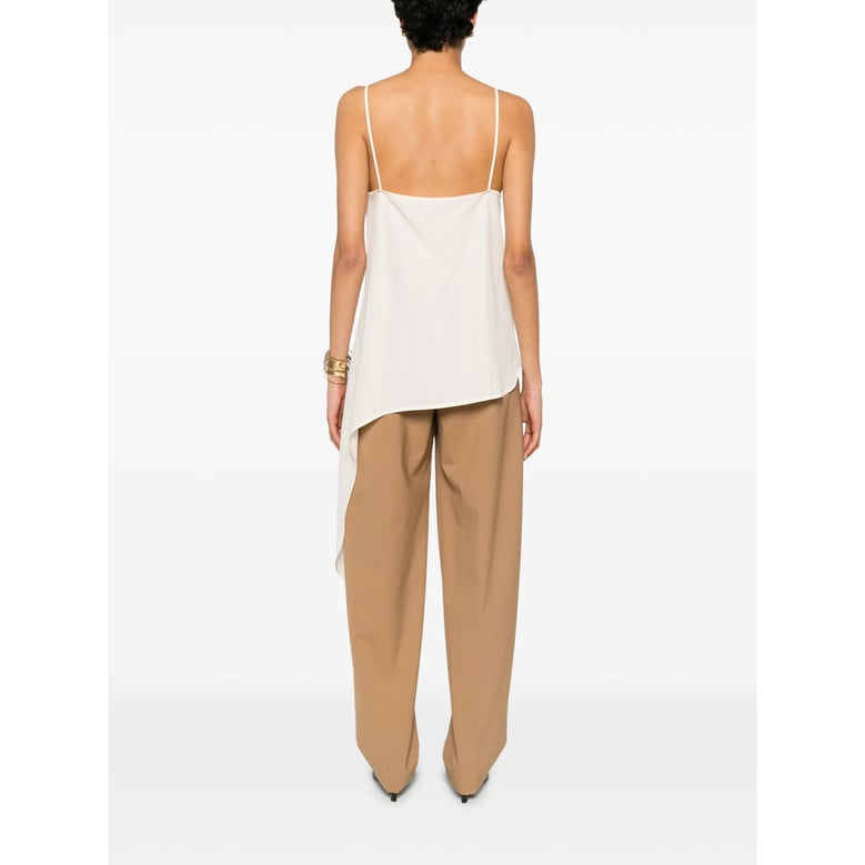 v-neck spaghetti-strap top cream by Selfnex