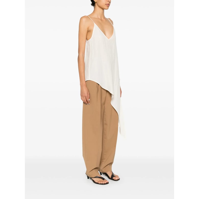 v-neck spaghetti-strap top cream by Selfnex