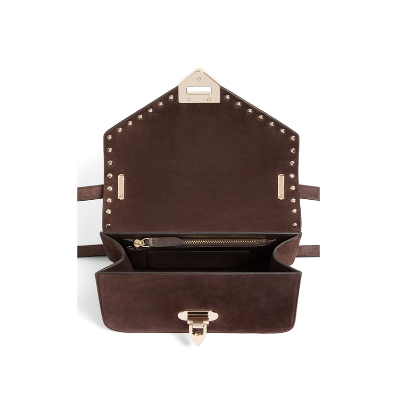 suede shoulder bag rockstud brown by Selfnex
