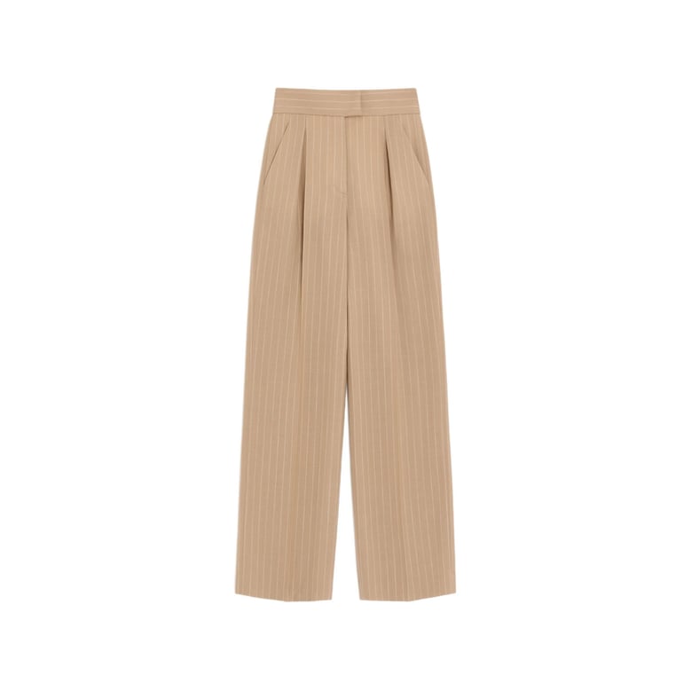 straight trousers virgin wool neutrals by Selfnex