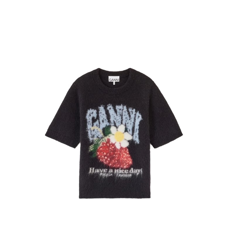 knit t-shirt black alpaca by Selfnex
