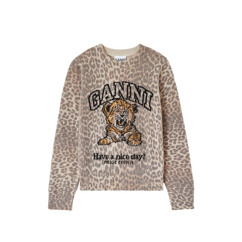 sweatshirt beige leopard intarsia by Selfnex