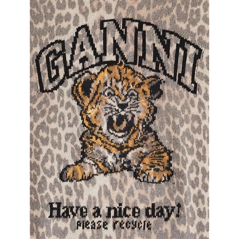 sweatshirt beige leopard intarsia by Selfnex