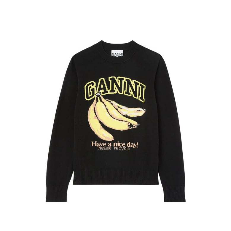 sweatshirt intarsia knit black by Selfnex