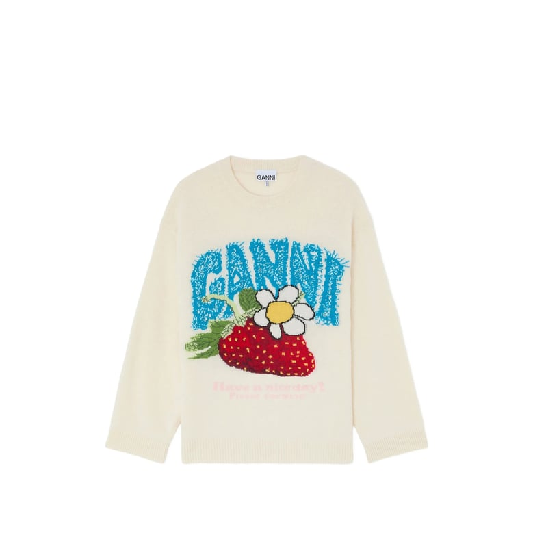 crewneck sweatshirt strawberry intarsia by Selfnex