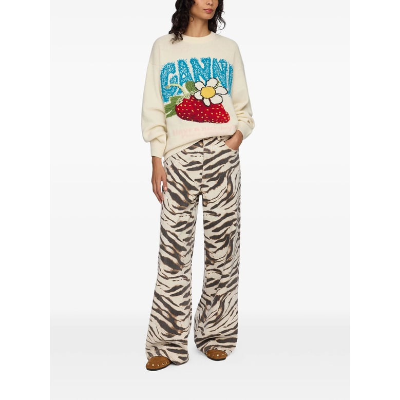 crewneck sweatshirt strawberry intarsia by Selfnex