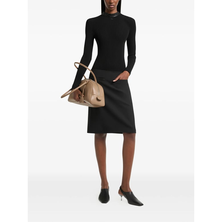sweater with high neck and vinyl collar — black by Selfnex