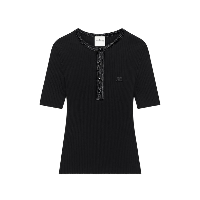 ribbed knit top black by Selfnex