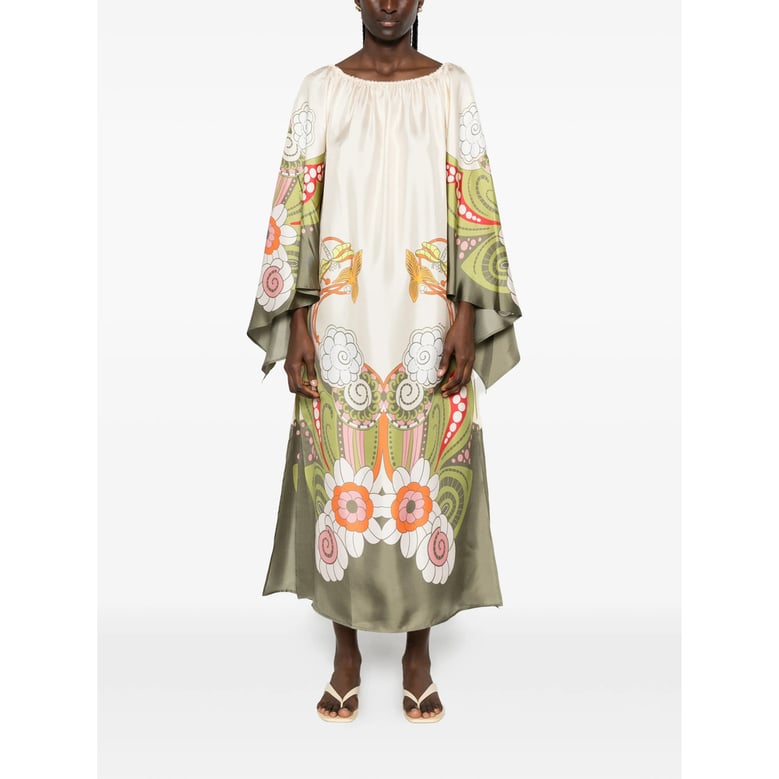 dress silk neutrals/green by Selfnex