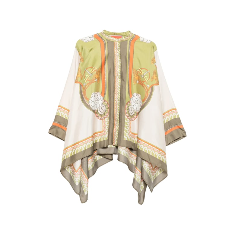 silk shirt green/multicolour by Selfnex