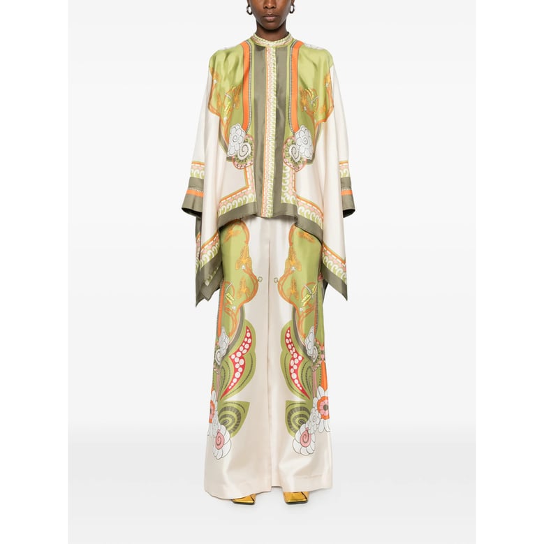 silk shirt green/multicolour by Selfnex